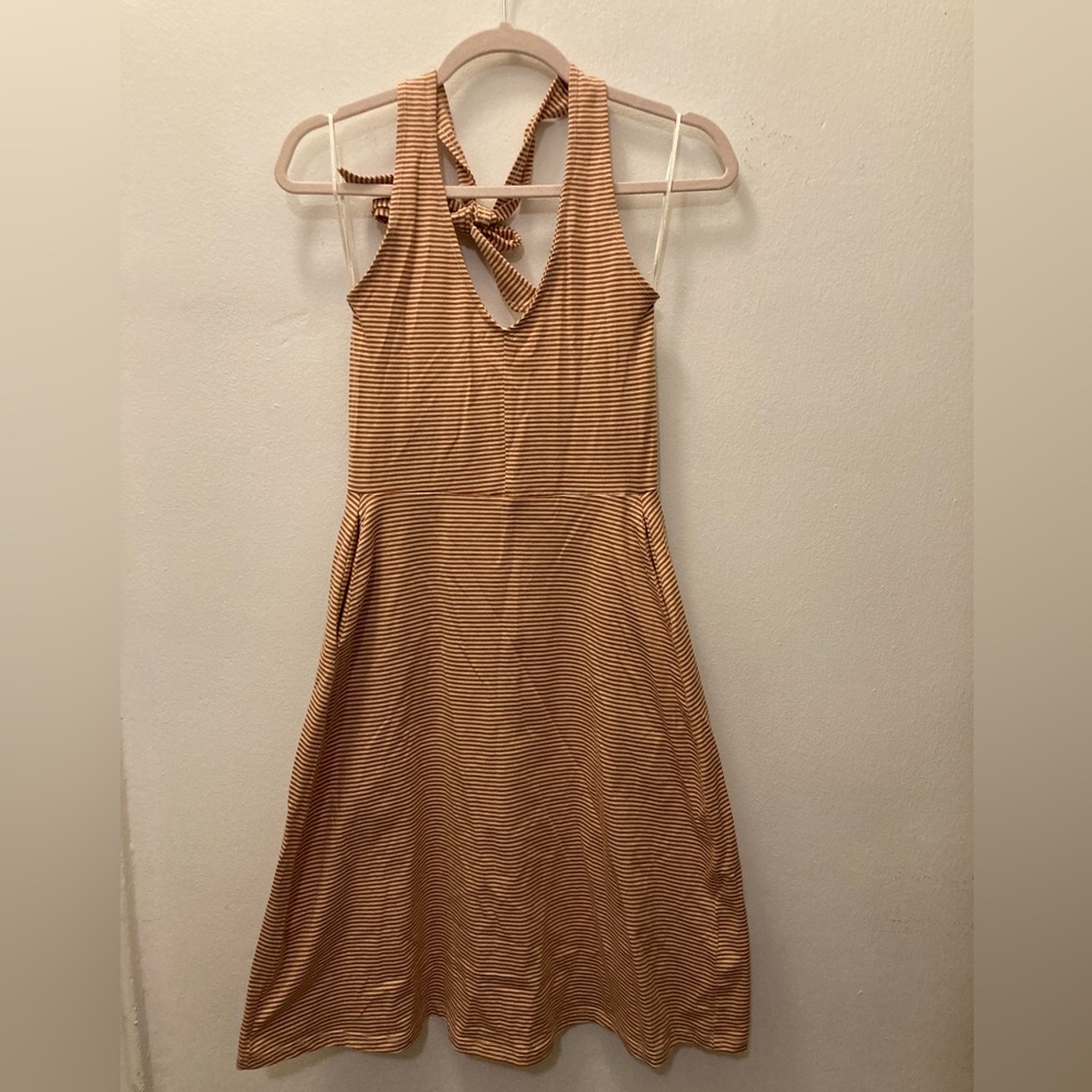 Pact Women's Striped Midi Dress - Tan